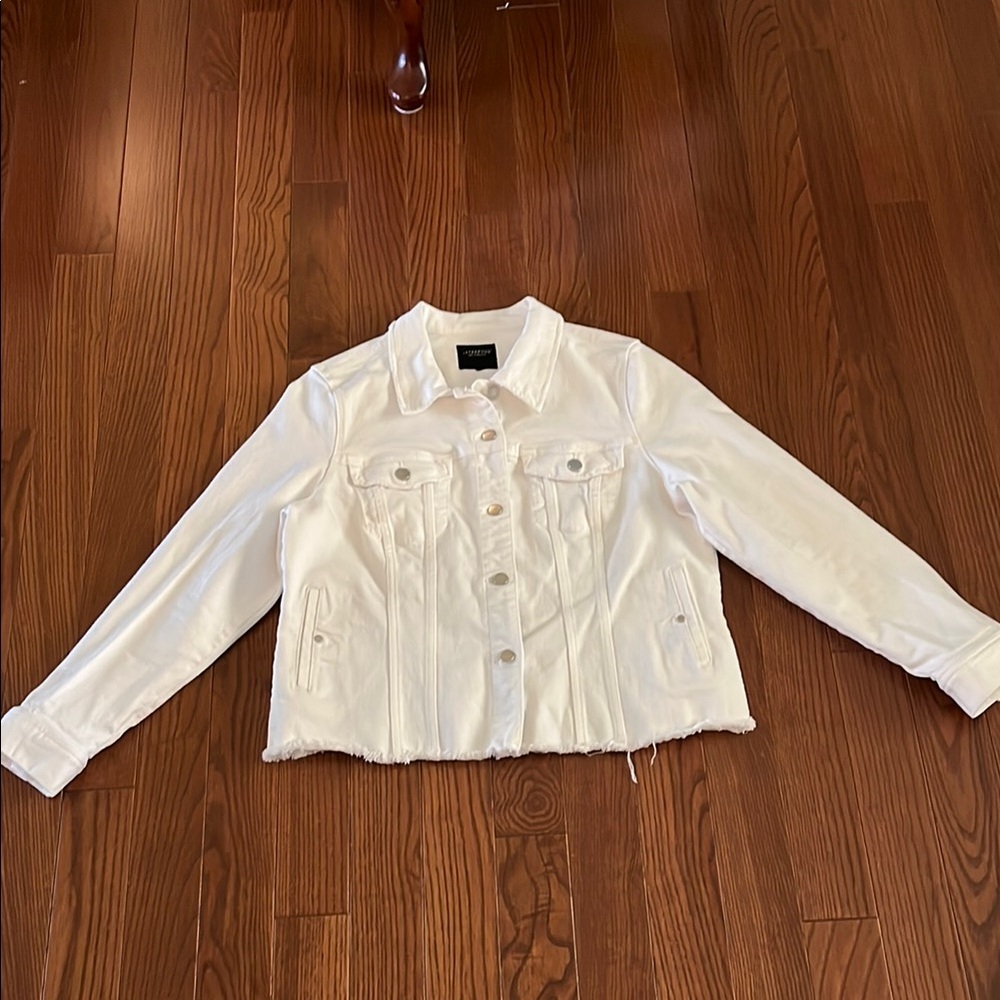 Liverpool White Jean Jacket with Structured Collar